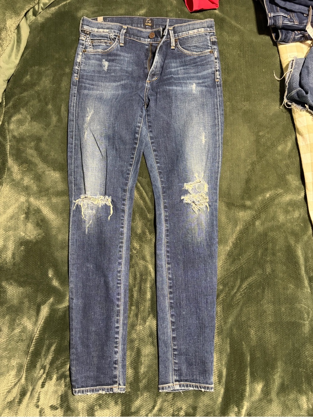 Citizens Of Humanity Dark Blue Distressed Skinny Jeans